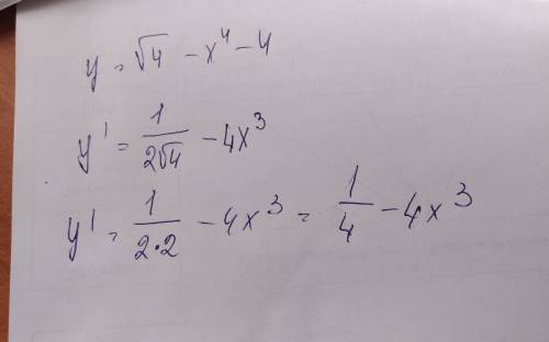 Найдите производную функции y=√4 - x^4 - 4