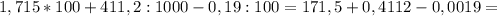 1,715*100+411,2:1000-0,19:100=171,5+0,4112-0,0019=