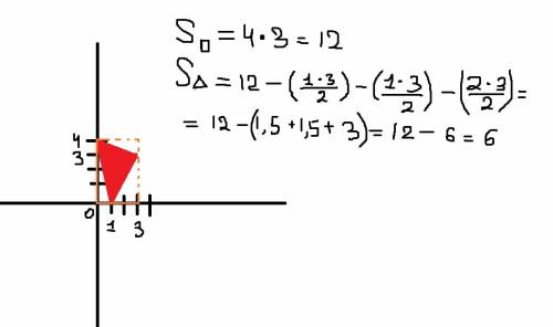 Найти площадь треугольника авс,если а(1; 0).в(0; 4),с(3; 3)