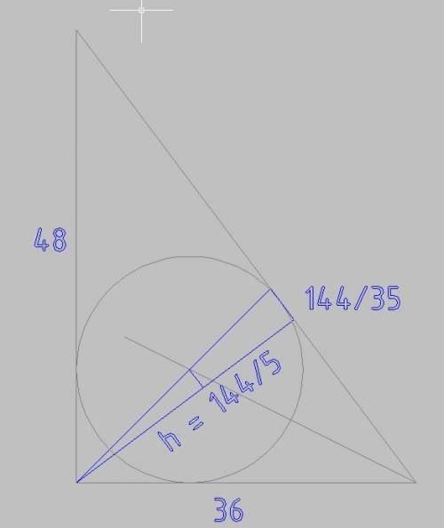 Катеты прямоугольного треугольника равны 36 и 48. найдите расстояние от центра вписанной в этот треу