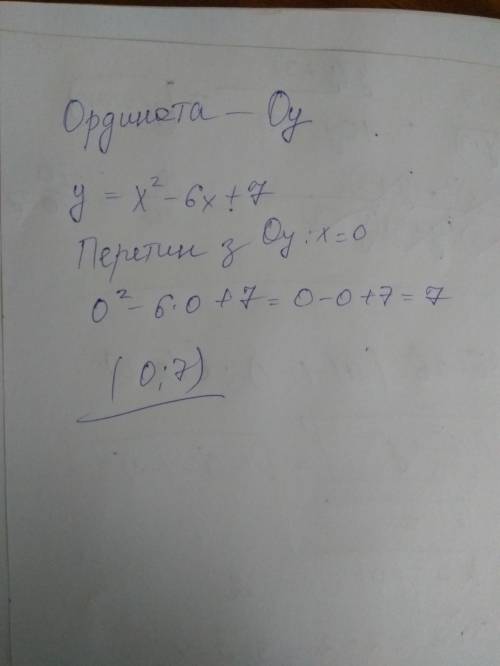 Запишите координаты точки пересечения графика функции у=ах^2+вх+с с осью ординат. запишите координат