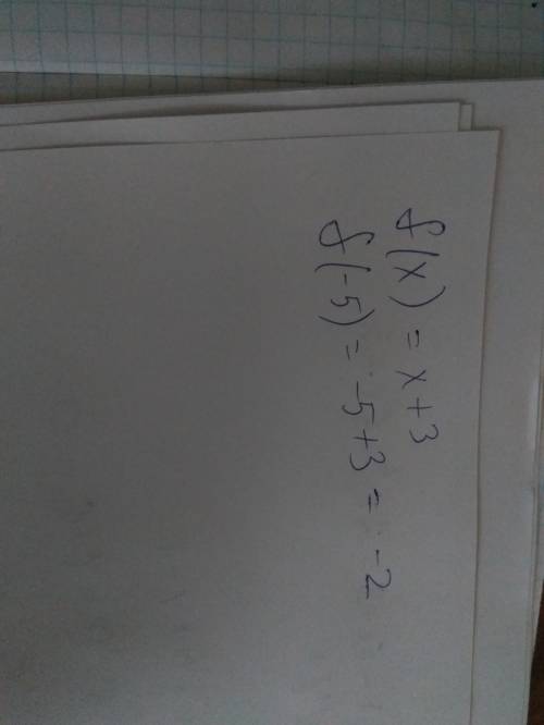 Прочитайте запись f(x)=x+3. что означает запись f(-5)? найдите f(-5)