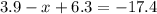 3.9 - x + 6.3 = - 17.4