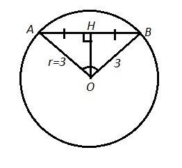 Площадь кругового сектора радиуса 3 см равна 3п. длина хорды стягивающей дугу этого сектора равна