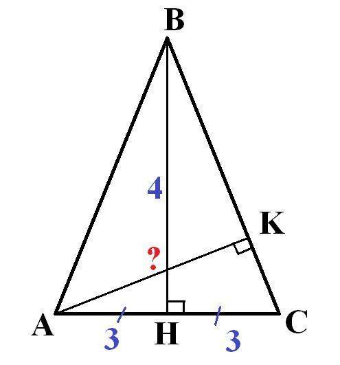 Вравнобедренном треугольнике проведены высоты к основанию и боковой стороне.высота опущенная на осно