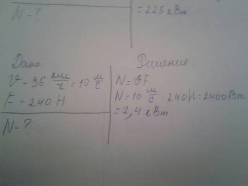 Скутер движется со скоростью 36км/ч. какова мощность двигателя скутера если сила тяги составляет 240