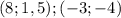 (8;1,5);(-3;-4)