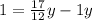 1= \frac{17}{12}y-1y&#10;