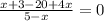 \frac{x+3-20+4x}{5-x} =0