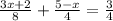 \frac{3x +2}{8} + \frac{5-x }{4} = \frac{3}{4}