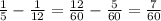 \frac{1}{5}- \frac{1}{12}= \frac{12}{60}- \frac{5}{60}= \frac{7}{60}