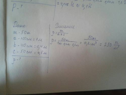 Блок имеет массу 50 кг и размеры 100*40*50 см.найдите его плотность