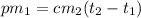 pm_1=cm_2(t_2-t_1)