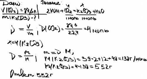 Какая масса соли образовалась при пропускании 89.6 л углекислого газа сквозь раствор koh (калий гидр