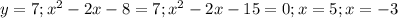 y=7; x^{2} -2x-8=7; x^{2} -2x-15=0; x=5;x=-3