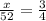 \frac{x}{52} = \frac{3}{4}