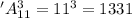 'A_{11}^3=11^3=1331