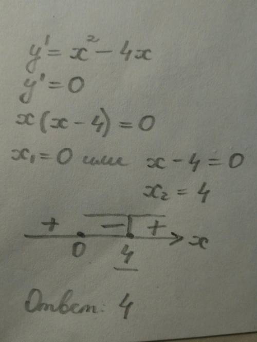 Точка минимума функции y= 1/3*x^3-2x^2