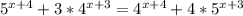 5^{x+4}+3*4^{x+3}= 4^{x+4}+4*5^{x+3}