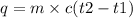 q = m \times c(t2 - t1)