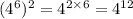 ({ {4}^{6} })^{2} = {4}^{2 \times 6} = {4}^{12}