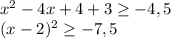 x^{2} -4x+ 4+3\geq -4,5\\(x-2)^{2}\geq -7,5\\