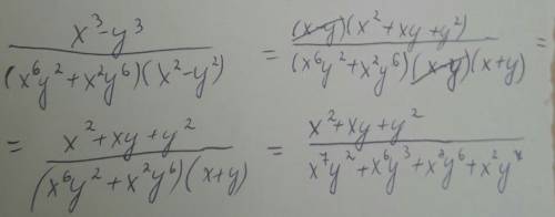 Выражение: x^3 -y^3/(х^6 у^2 + х^2 y^6 ) ( x^2 -y ^2 )