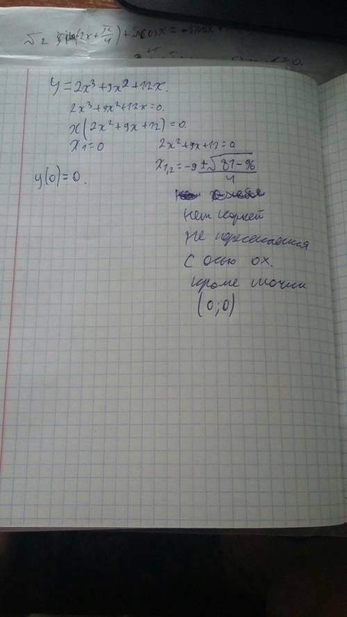 Исследование функции y=2x^3+9x^2+12x