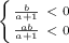 \left \{ {\frac{b}{a+1}\ \textless \ 0 \atop {\frac{ab}{a+1}\ \textless \ 0}} \right.