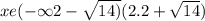 xe( - \infty 2 - \sqrt{14)} (2.2 + \sqrt{14} )