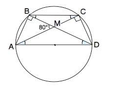 Центр кола описаного навколо трапеції належить її більшій основі знайдіть кути трапеції якщо кут між