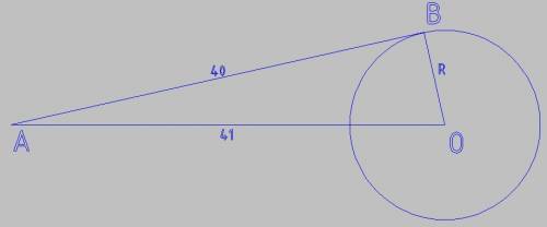 Кокружности с центром в точке о проведены касательная ав и секущая ао. найдите радиус окружности, ес