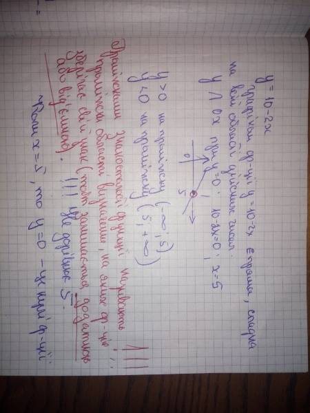 Знайдіть проміжки знакосталості функції у = 10-2х .