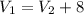 V_{1}=V_{2}+8