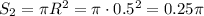 S_2= \pi R^2= \pi \cdot 0.5^2=0.25 \pi