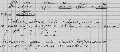 За лесом глухо гремел гром и сверкали молнии синтаксич. разбор.