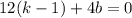 12(k-1)+4b=0