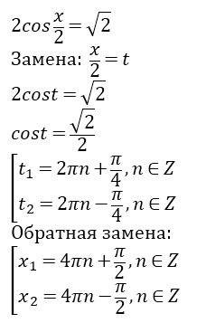 2cos x/2 =корень из 2 решить уравнение