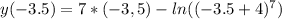 y(-3.5)=7*(-3,5)-ln((-3.5+4)^7)