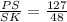 \frac{PS}{SK}= \frac{127}{48}