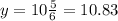 y=10 \frac{5}{6} =10.83