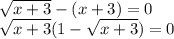 \sqrt{x+3}-(x+3)=0\\ \sqrt{x+3}(1-\sqrt{x+3})=0