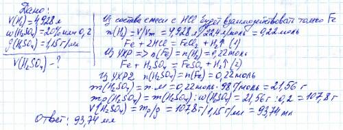 Смесь железных и медных опилок обработали избытком разбавленной соляной кислоты, при этом выделилось
