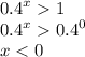 {0.4}^{x} 1 \\ {0.4}^{x} {0.4}^{0} \\ x < 0