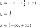 y=-x+(\frac{1}{2}+x)\; \; ,\\\\y=\frac{1}{2}\\\\x\in (-\infty ,+\infty )