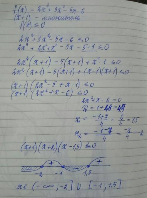 Учитывая, что f (x) = 2x^3 + 3x^2 - 5x - 6 и (x + 1) является фактором, полностью разложите многочле