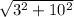 \sqrt{3 ^{2} + 10 ^{2} }