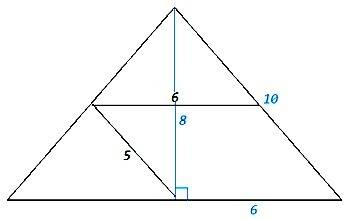 Средняя длина равнобедренного треугольника, параллельная его основанию, равна 6 см, а средняя линяя,