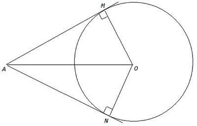 Из точки a к окружности с центром o проведены две касательные am и an m и n точки касания рис 37 изв