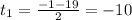 t_1=\frac{-1-19}{2}= -10